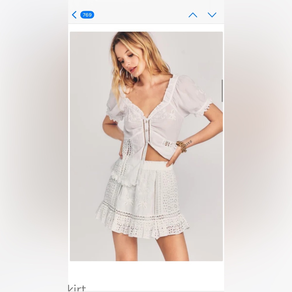 Loveshackfancy mini white skirt